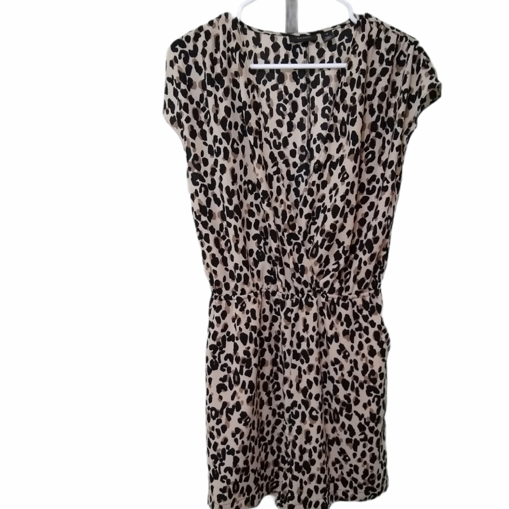 Halogen Leopard Print Jumpsuit Shorts Pockets XS